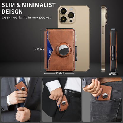 ✨Wallet - With Pop Up Aluminum Case Money Clip Slim Leather Slots Credit Card Holder RFID Blocking Bifold Minimalist Wallet