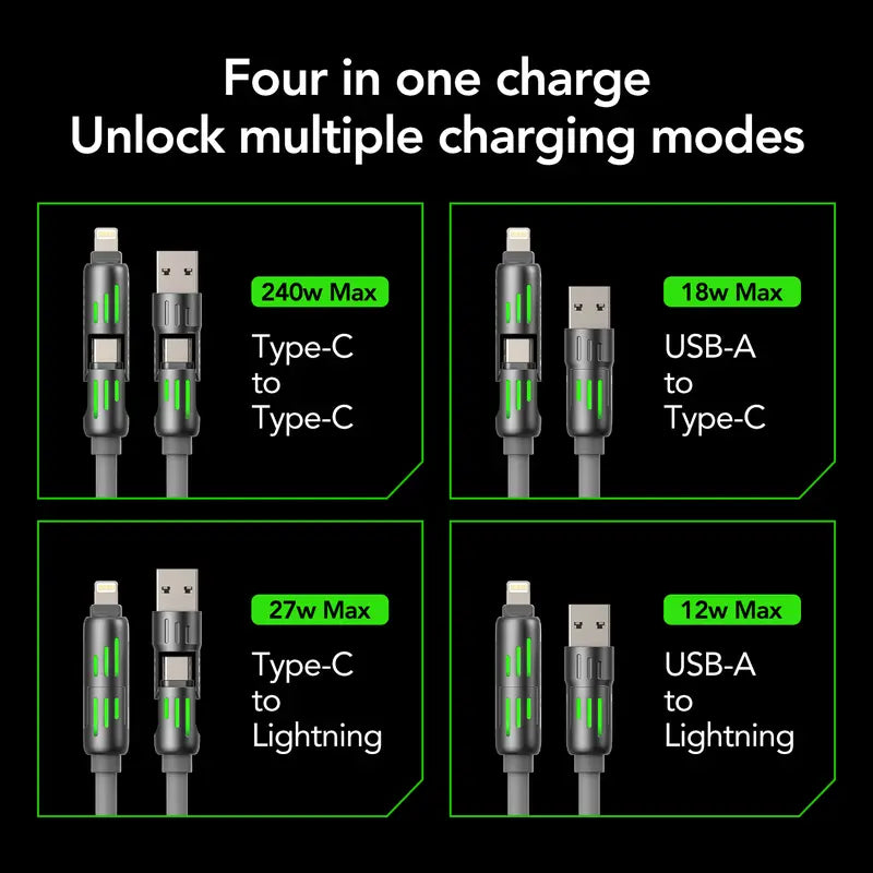 4-in-1 multi-function 240W fast charging cable
